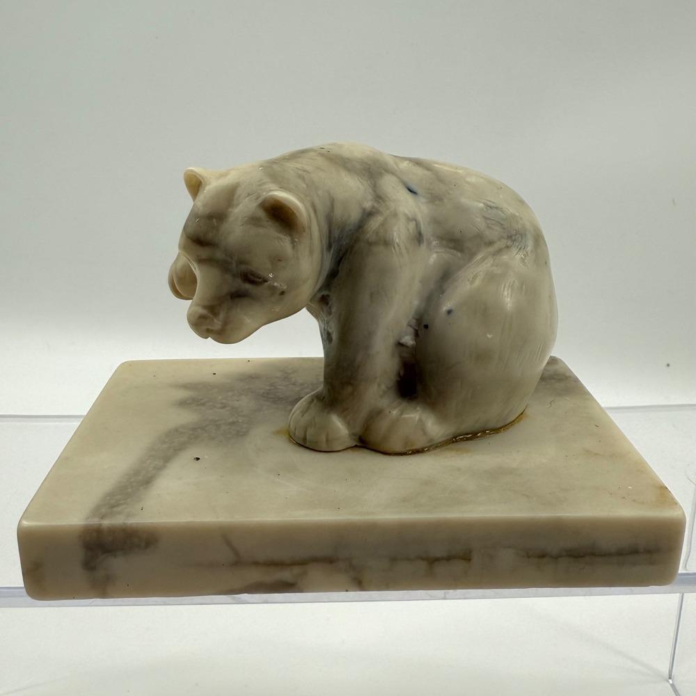 Vintage Marble Bear Sculpture Figurine Pearllite Marblecraft Handcrafted Canada